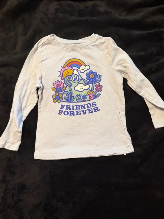Old Navy Light Gray Long-Sleeve Tee with Colorful Friends Forever Graphic
