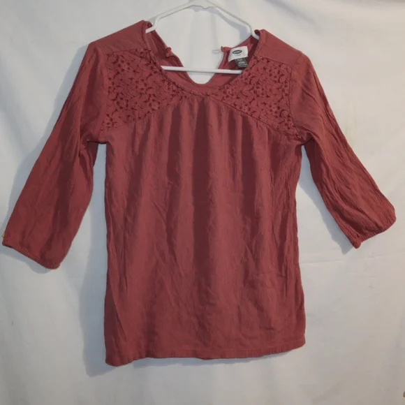 Old NAVY PINK‎ TOP EMBROIRDERED GIRLS XL