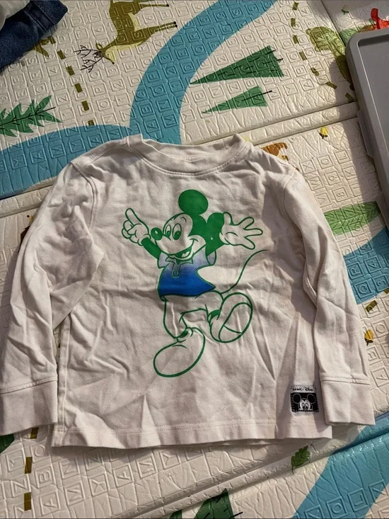 Old Navy Disney Mickey Mouse -Sleeve Tee with Green and Blue Mickey Graphic