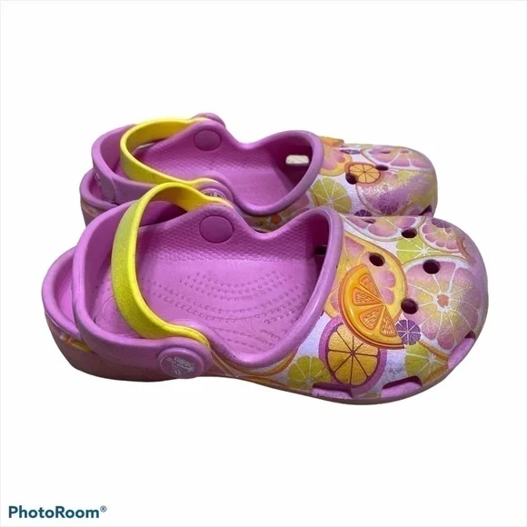 Crocs Oranges Fruit Print Sandals Sz 9 Toddler