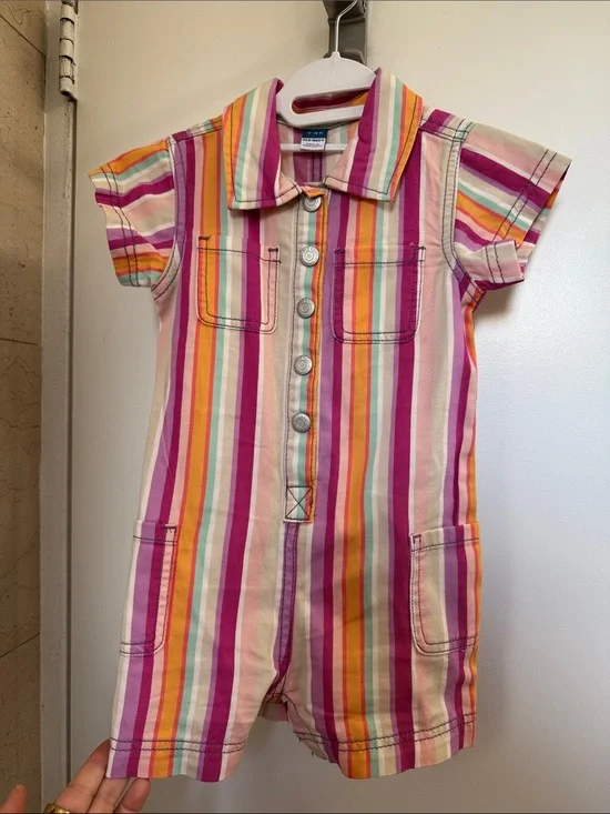 Old Navy Multicolor Striped Short-Sleeve Romper