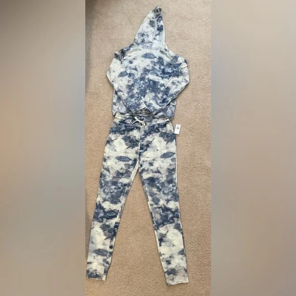 Old Navy Girls’ Blue Tie-Dye Hoodie & Jogger Set XL (14-16) NWT