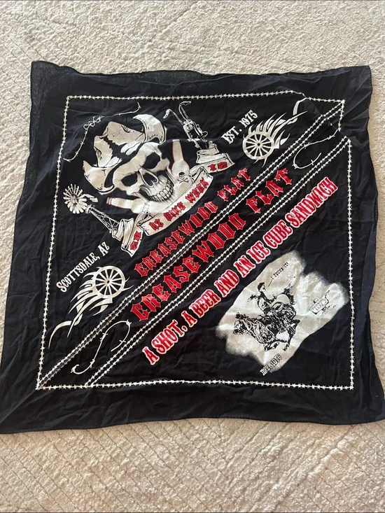 Greasewood Flat Black Skull Bandana western bar biker bandana