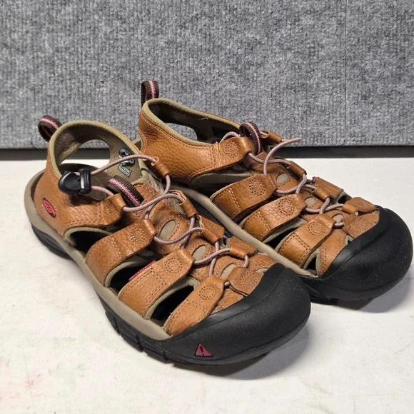 Keen Newport H2 Waterproof Hiking Sandals Brown Leather Pink Womens 10
