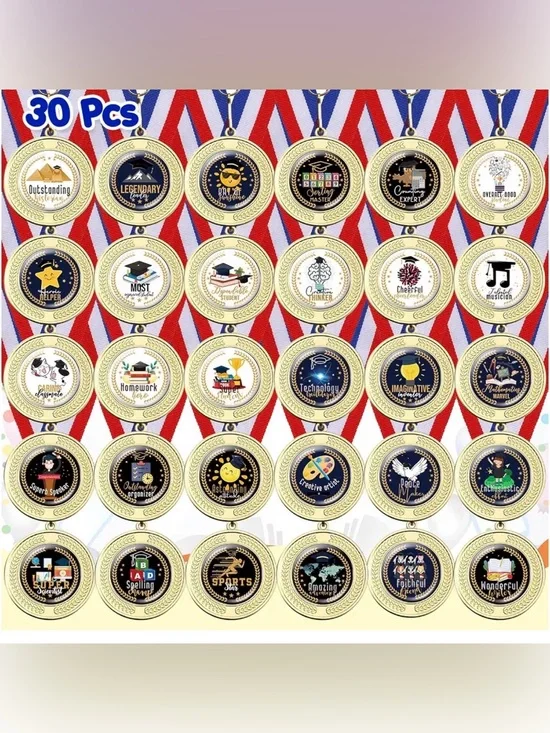 Kindergarten Graduation Educational Award Metals-30 Count
