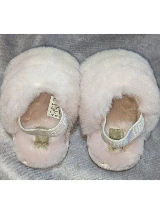Coquette UGG I Fluff Yea Baby Pink Shearling Slides 12-18 Months