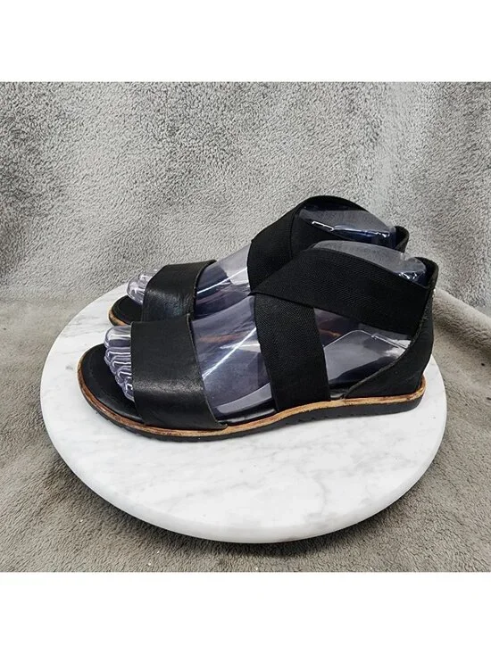 Sorel Shoes Womens Size 6.5 Ella Black Leather Sandals *Read*