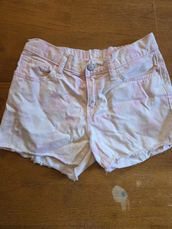 Girls Pastel Pink Tie-Dye Jean Shorts