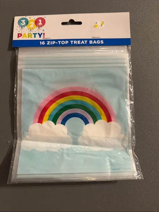 3 2 1 Party! Rainbow Zip-Top Treat Bags - Blue