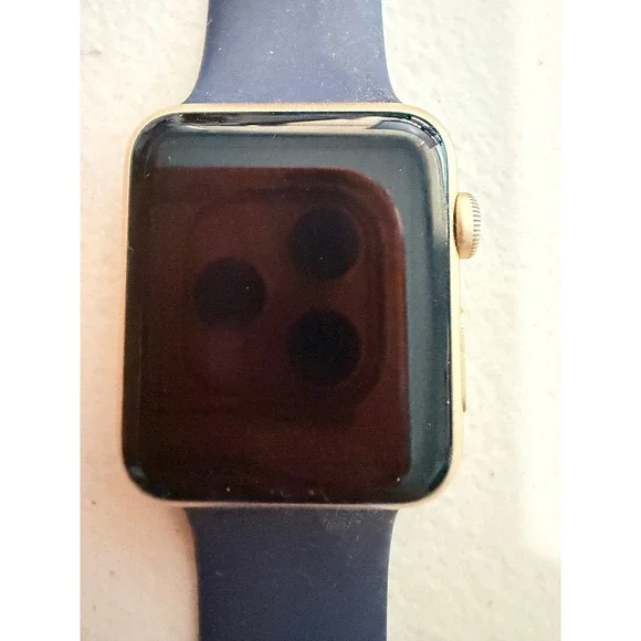 Untested‎ Apple Watch Series 1 42mm Gold Aluminum Case Blue Sport Band Smartwatc