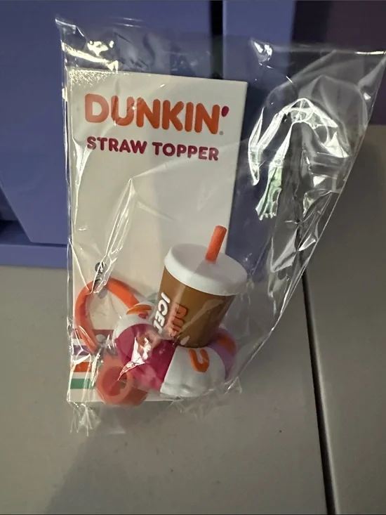 Brand NEW Dunkin Pink & Orange Straw Topper