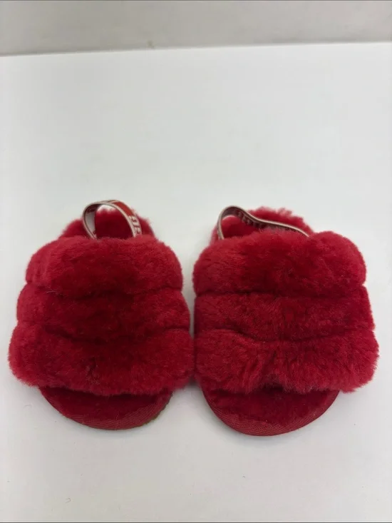 UGG Baby Plush Slide Sandals - Red, SZ 04/05, box 73