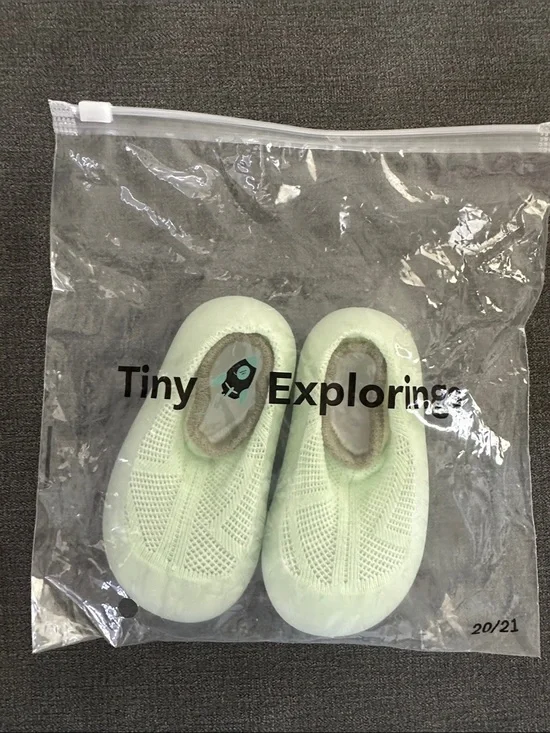 Tiny Explorings Barefoot Baby Shoes Mint Green Slip-On Slippers 12-18 months