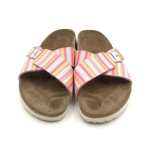 Birkenstock Women's Multicolor Striped Slip On Slide Sandals - Size US 5