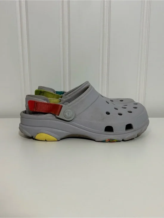 Crocs purple utility all terrain Kids Gray Slip-On Clog with Colorful Heel Strap