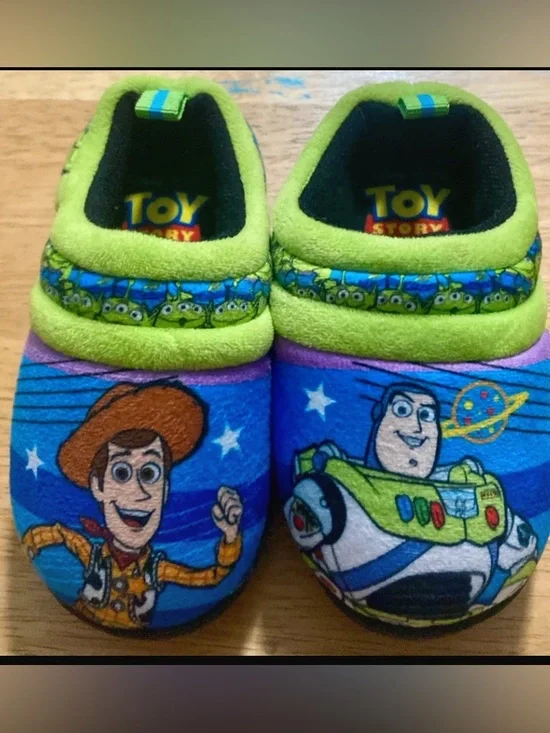 Kids Green & Blue Toy Story Character Slippers - Cozy Indoor Slip-Ons
