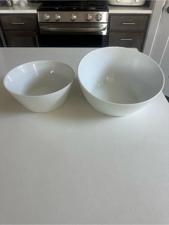 Crate & Barrel White Ceramic Bowls - Set of 2