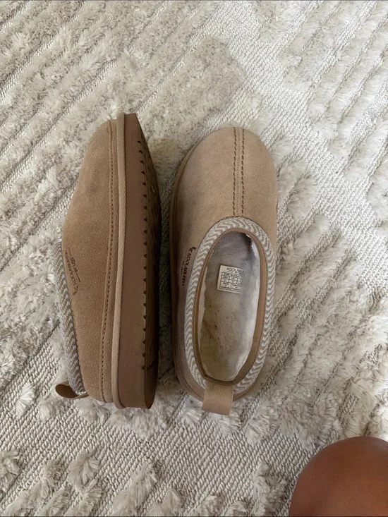 Koolaburra Kids Tan Slip-On Cozy Suede Slippers