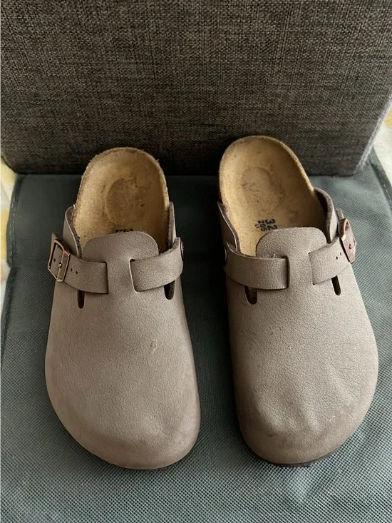 Birkenstock Kids Clogs in Taupe with Adjustable Buckle