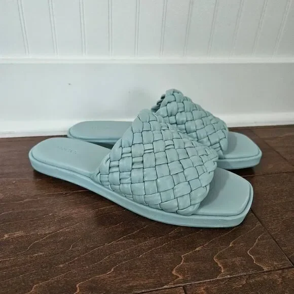 Vince Rumi Woven Leather Sandals Size 8.5 in Light Blue