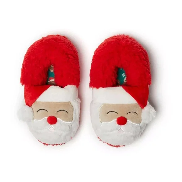 Christmas Slippers Santa Claus, Dearfoams Boy/Girl kids size 9/10 Slipper Shoes‎