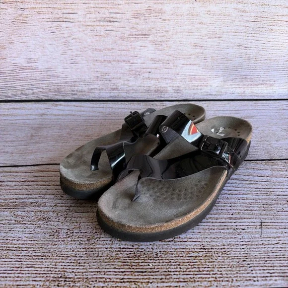 Mephisto Helen Women's Size 39 US 9 Black Leather Comfort Slip On Sandals