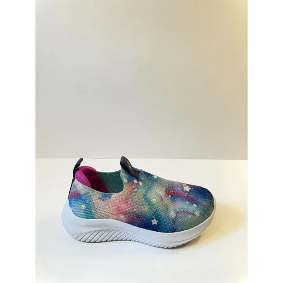 Skechers Girls Sneakers Ultra Flex 3.0 Glowing Galaxy Slip on Blue Multi US 11