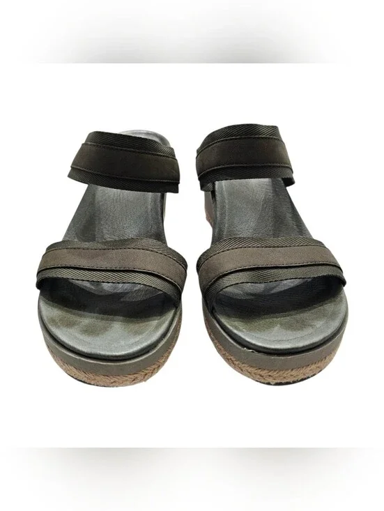 Merrell Women's Wedge Slide Sandals Gray Black Slip On Comfort Straps US 8