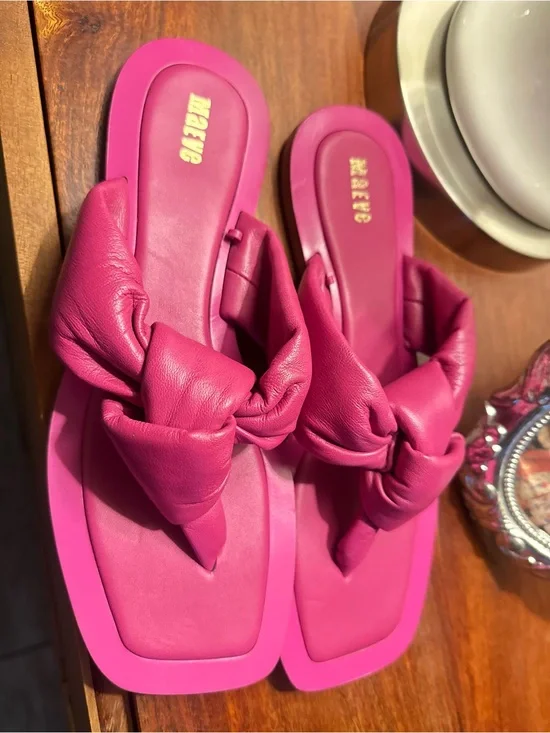 Anthropologie Hot Pink Knotted Slide Sandals