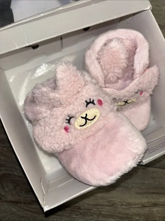 UGG Pink Plush Bunny Slippers for Girls, sz 6-12mo