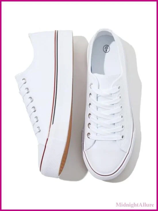 Women Canvas Sneakers Low Top Lace Up Slip Resistant Athletic Shoes