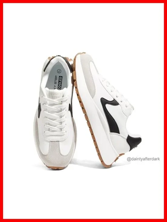 Chunky Platform Fashion Sneakers with Removable Cushion Insole PU Leather Suede