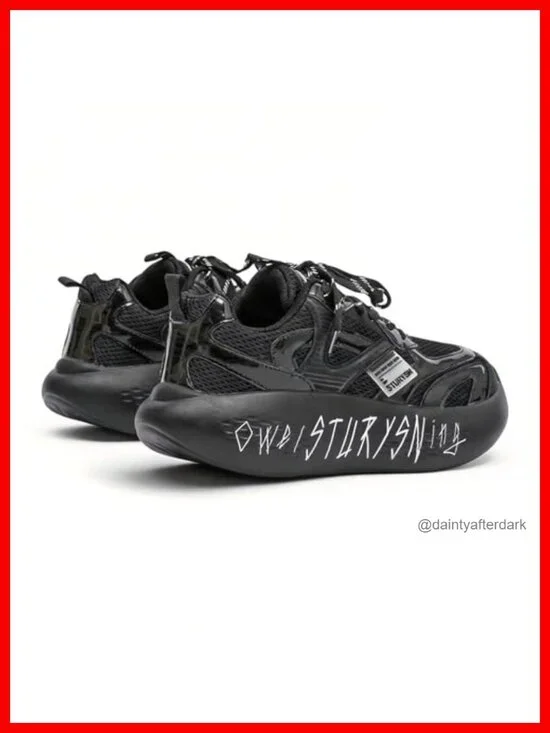 Chunky Platform Sneakers 2.3 Inch Height Incre Lace-Up Breathable Mesh Unisex