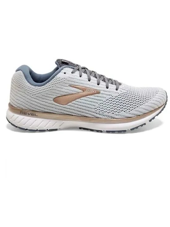 Brooks 8.5 Revel 3 Light Green Rose Gold Metallic Running Sneakers