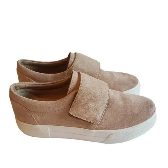 Vince Cage Suede Platform Sneakers 7.5 Blush Pink Hook &‎ Loop