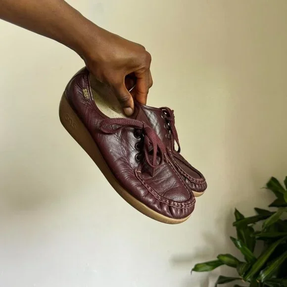 Vintage women genuine handcrafted‎ leather upper lace up oxfords shoes