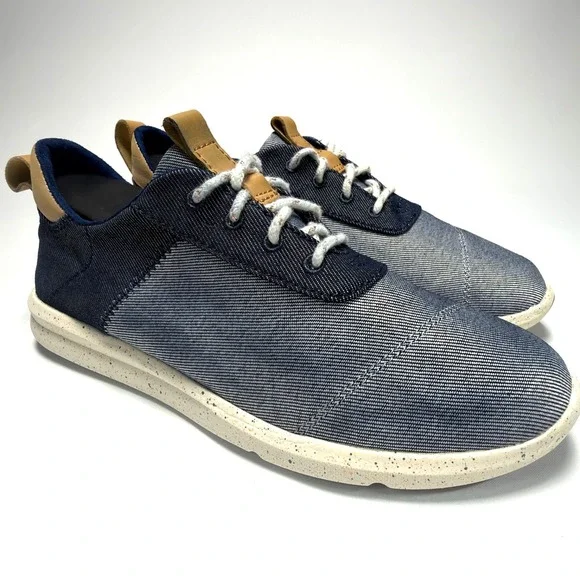TOMS‎ Navy Chambray Sneakers Womens 8 Lace Up Casual Speckled Sole Shoes
