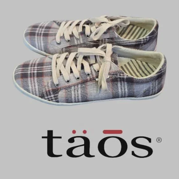TAOS Star Gray Plaid Lace Up Casual Sneakers Canvas  Low Top Shoes Womens 10