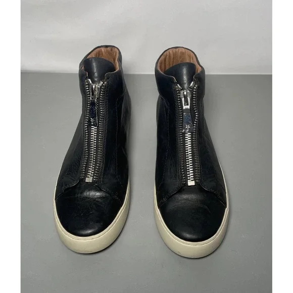 Frye Lena Womens Size 9M Black Leather Bootie Zip-Up High-Top Sneakers