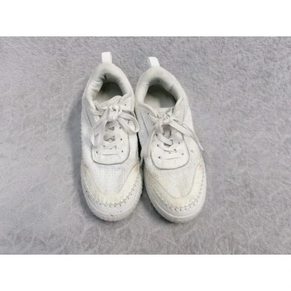 DreamPairs Women's White Textured Platform Sneakers Lace Up Chunky Sole Size 8.5
