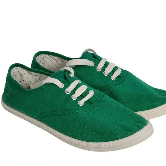 Green‎ Canvas Lace Up Sneakers Women's Size 7 Casual Everyday Comfort