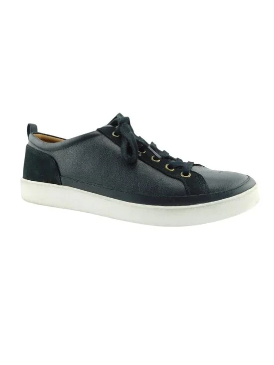 VIONIC Black Leather Lace Up Low Top Sneakers Shoes 10