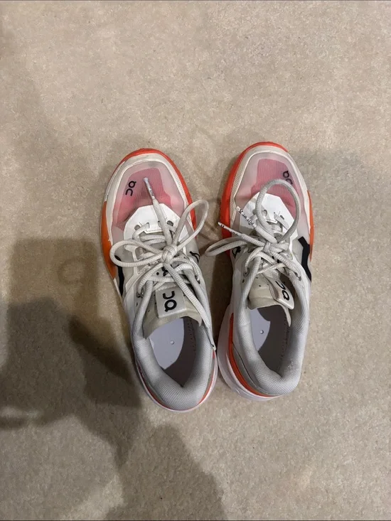 On Cloud Court Sneakers in White and Orange