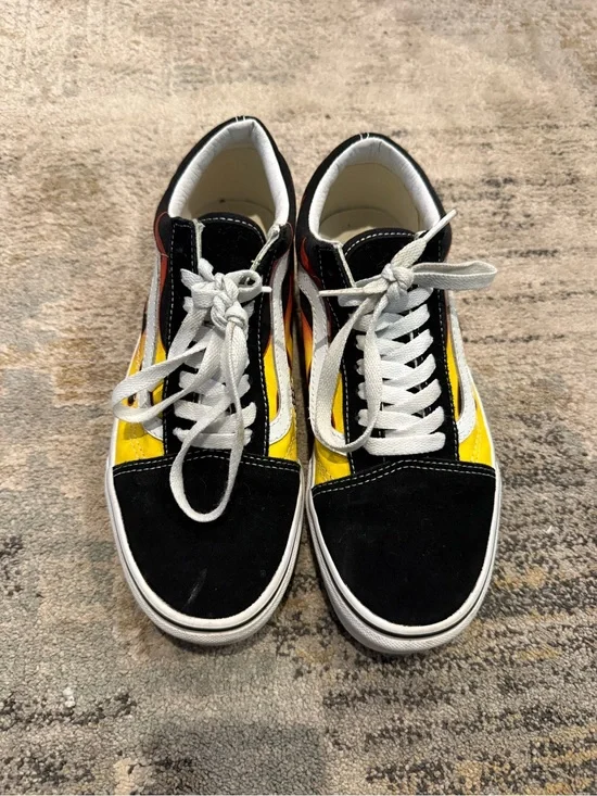 Vans Black, Yellow and White Old Skool Low-Top Sneakers