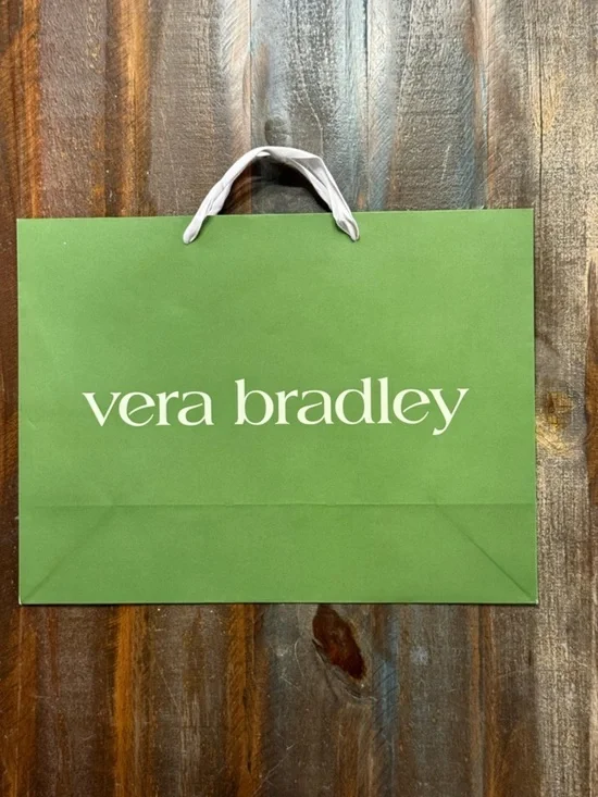 Vera Bradley Green Boutique Gift Bag w/ Ribbon Handles NWOT