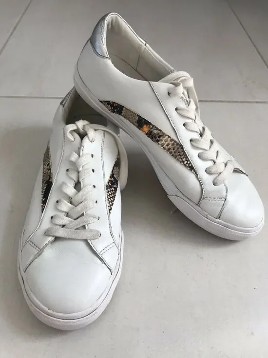 Madewell Print Leather Lace Up White Sneakers Unisex