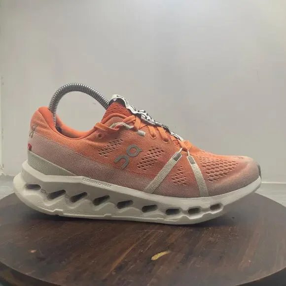 On Cloudsurfer Womens Size 10.5 Orange White Athletic Running Shoes Sneakers