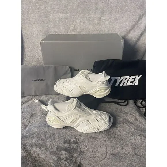 Balenciaga White Rubber and Mesh Tyrex Sneakers Monochrome Size  EU 38/US 7.5