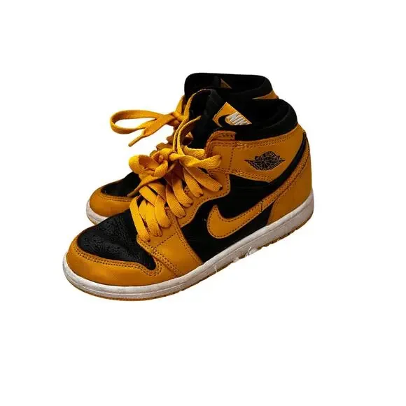 Nike Jordan High 2Y Unisex Basketball Street Shoe Black Yellow EUC Classic Style