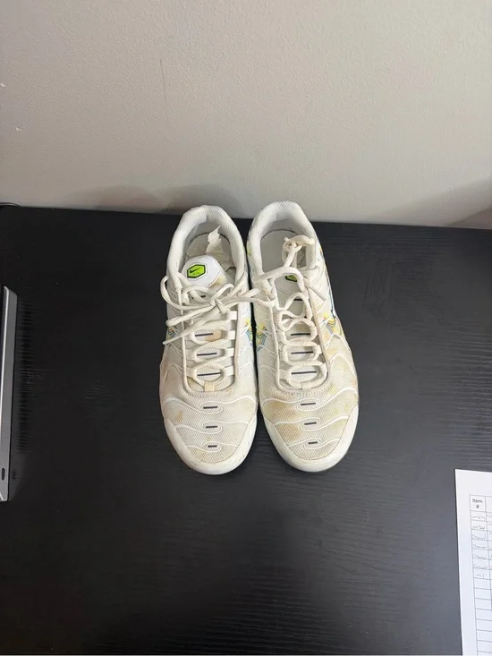 Nike Kids White Sneakers with Yellow and Green Accents